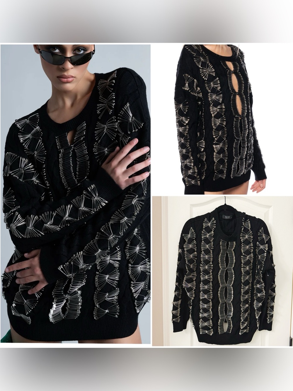 AKIRA label His Loss Safety pin detailed cutout sweater